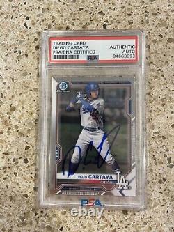 Diego Cartaya 2021 Bowman Chrome PSA/DNA AUTO AUTHENTIC SIGNED DODGERS #155 QTY
