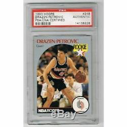 Drazen Petrovic Autographed 1990 Hoops NBA Basketball Rookie Card PSA DNA COA