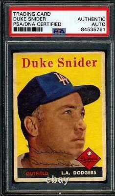 Duke Snider PSA DNA Cert Signed 1958 Topps Autograph