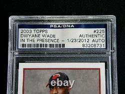 Dwyane Wade Psa/dna Signed 2003 Topps Rookie Card #225 Mint Autograph Auto Heat