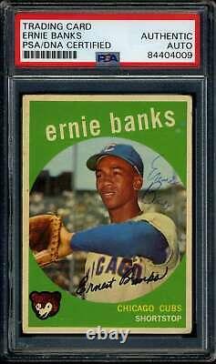 Ernie Banks PSA DNA Coa Vintage Signed 1959 Topps Autograph