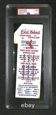 Evel Knievel DAREDEVIL SNAKE RIVER CANYON JUMP AUTO SIGNED FULL TICKET PSA/DNA