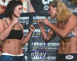 Gina Carano & Cris Cyborg Signed StrikeForce 8x10 Photo PSA/DNA COA Auto'd UFC