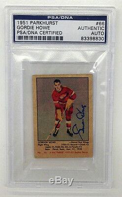 Gordie Howe Signed 1951 Parkhurst Rookie Card #66 Psa/dna Auto Rc Red Wings
