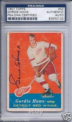 Gordie Howe autographed 1957 Topps card #42 PSA/DNA Red Wings autograph auto HOF