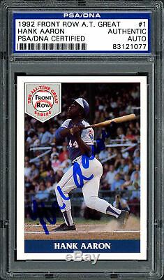 Hank Aaron Autographed Signed 1992 Front Row Card #1 Atlanta Braves Psa/dna 4492