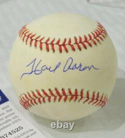 Hank Aaron Hand Signed Autographed William White Baseball PSA/DNA Coa