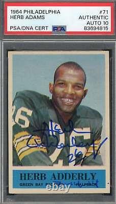 Herb Adderly Gem Mint 10 PSA DNA Signed 1964 Philadelphia Rookie Autograph