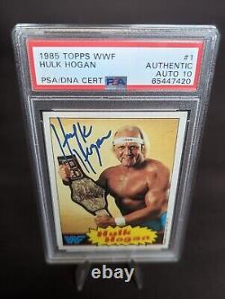 Hulk Hogan Signed 1985 Topps WWF Wrestling #1 RC Rookie PSA/DNA Cert 10 AUTO