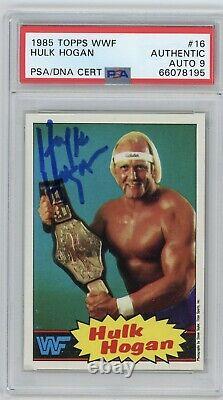 Hulk Hogan Signed WWF 1985 Topps #16 Card PSA/DNA AUTO 9 MINT WWE Trading Card
