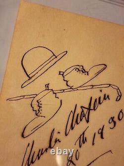 Incredible Charlie Chaplin Signed Sketch PSA DNA Rare Autograph Auto Actor 1930