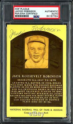 Jackie Robinson Autographed Signed HOF Plaque Postcard Dodgers PSA/DNA 84187784