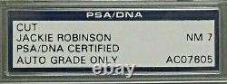 Jackie Robinson Signed 2 7/8x4 7/8 Cut PSA/DNA Slab Auto 7 NM Full PSA Letter