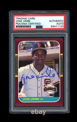 Jose Uribe Signed Mint 1987 Donruss Opening Day Psa/dna Autographed Rare D. 2006