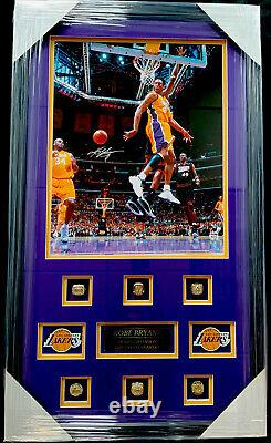 KOBE BRYANT LA Lakers Signed Autographed AUTHENTIC 16x20 and 6 ring set PSA/DNA