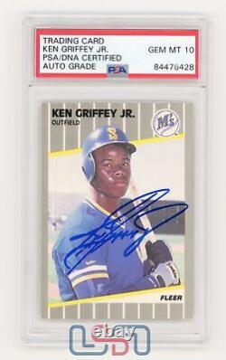 Ken Griffey Jr. Mariners Signed Autographed 1989 Fleer #548 PSA/DNA 10