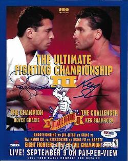 Ken Shamrock & Royce Gracie Kimo Signed 8x10 Photo PSA/DNA COA UFC 3 Poster Auto
