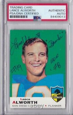 LANCE ALWORTH Bambi HOF 78 1969 Topps Chargers Signed Auto Autographed PSA/DNA