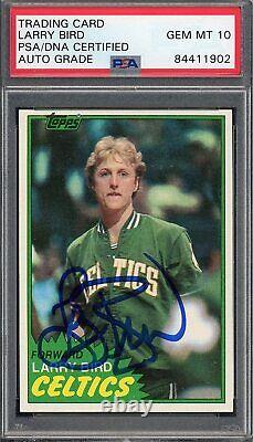 Larry Bird Autographed 1981 Topps Signed Basketball Card 4 Auto Grade PSA DNA 10