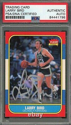 Larry Bird Autographed 1986 Fleer Signed Basketball Card #9 PSA DNA Auto C