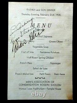 Lou Gehrig Psa/dna Certified Authentic Signed 1935 Menu Autographed Rare