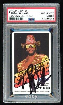 Macho Man Randy Savage PSA/DNA 1995 WCW Calling Card Serial #'d Signed Auto
