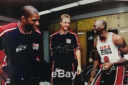 Michael Jordan Magic Bird Signed 24x36 Rare Large Photo Beckett Bas Uda Psa/dna