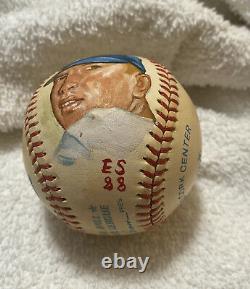 Mickey Mantle Hand Painted Portrait Signed Autographed Oal Baseball Psa/dna Loa
