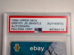 Mickey Mantle & Ken Griffey Jr Dual Signed 1994 Upper Deck Uda Card Psa/dna Auto