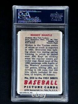 Mickey Mantle Psa/dna Certified Signed 1951 Bowman Rookie Porcelain Card Auto