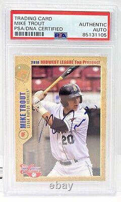 Mike Trout Signed 2010 Grandstand Midwest League Prospects Card RC Auto PSA/DNA