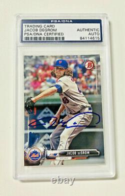 New York Mets Jacob DeGrom Signed 2017 Bowman #73 Card PSA DNA Autographed