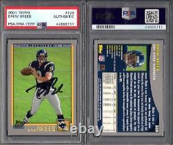 PSA DNA 2001 Topps #328 Drew Brees RC Autographed Signed POP10 Chargers G00 2495