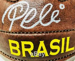 Pele Signed Leather Vintage Brasil Soccer Ball Auto Brazil PSA DNA ITP