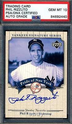 Phil Rizzuto Gem Mint 10 PSA DNA Signed 2003 Upper Deck Yankees Series Autograph
