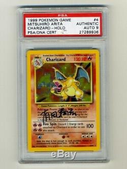Pokemon PSA/DNA 9 MINT AUTO Charizard 1999 Base Set Mitsuhiro Arita Signed Card