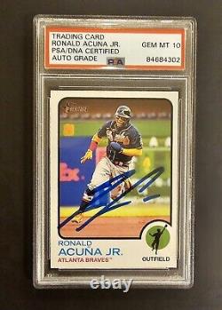 RONALD ACUNA JR. Signed 2022 Topps Heritage #223 Auto PSA DNA 10 Acuña MVP