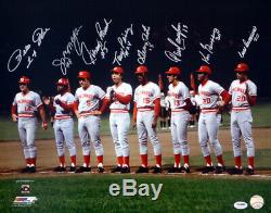 Reds Big Red Machine Autographed 16x20 Photo 8 Sigs Bench Rose Psa/dna 35424