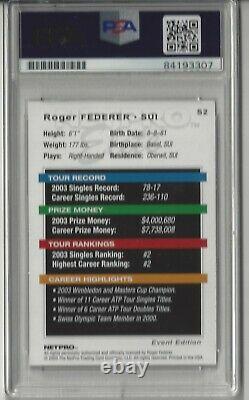 Roger Federer Signed Rookie Card RC 2003 Netpro Tennis #S2 AUTO PSA/DNA RARE