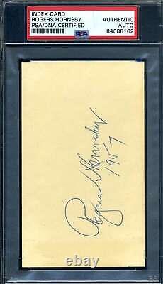 Rogers Hornsby PSA DNA Coa Signed 3x5 Index Card Autograph