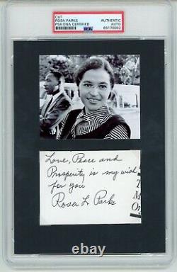 Rosa Parks Signed Autographed Beautiful Handwritten Quote PSA DNA