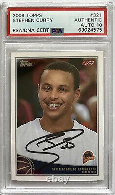 Stephen Curry #30 Signed Warriors 2009 Topps Rookie Card Psa/dna Auto 10