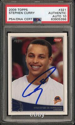 Stephen Curry Signed 2009 Topps Rookie Card #321 Psa/Dna Slab GEM MT 10 AUTO #30