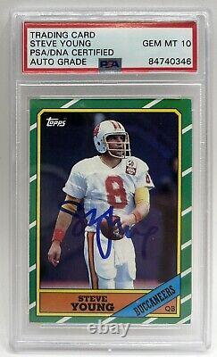 Steve Young HOF Signed 1986 Topps Football #374 RC Rookie PSA PSA/DNA 10 AUTO