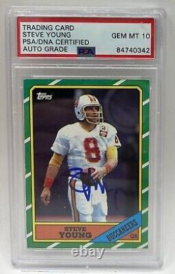 Steve Young HOF Signed 1986 Topps Football #374 RC Rookie PSA PSA/DNA 10 AUTO