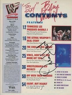 The Rock, Owen Hart, Stone Cold + WrestleMania XIV SIGNED Autographed PSA DNA