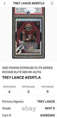 Trey Lance 2021 Donruss The Elite Series Rookies Autographs 94/99 PSA/DNA 9