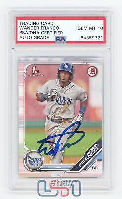 Wander Franco Rays Signed Autographed 2019 1st Bowman #BP-100 PSA/DNA 10