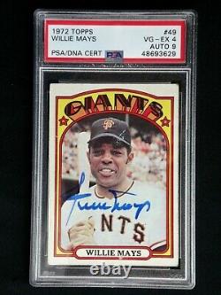Willie Mays Psa/dna 1972 Topps Signed Card #49 Autograph Grade 9 Mint Auto