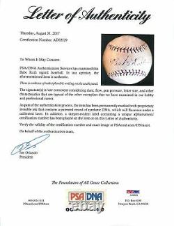 Yankees Babe Ruth Authentic Signed 1919-24 Heydler Onl Baseball PSA/DNA #AD02529